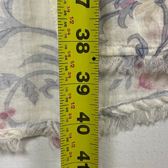 Sundance Fleur Chateau 100% Cotton Cream Pink Fray Floral Midi Dress Medium - Picture 13 of 13